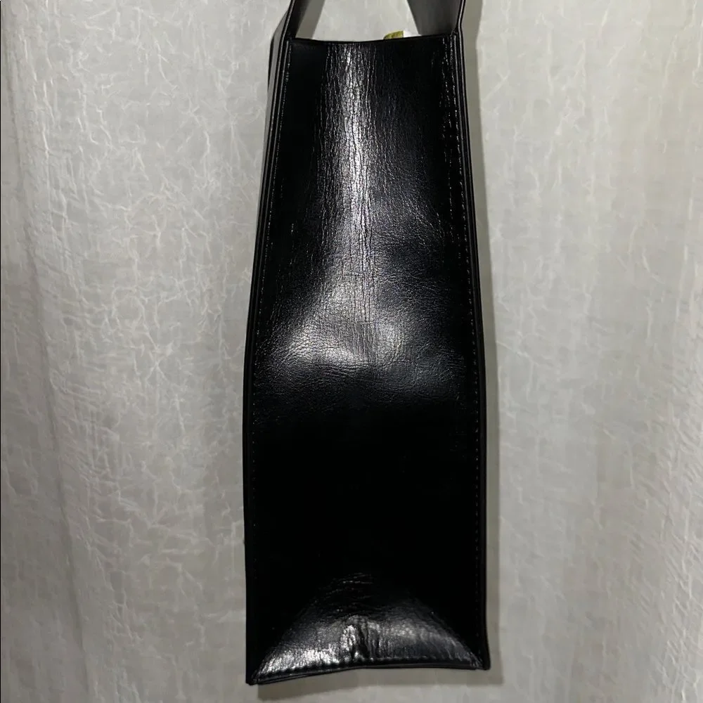 Spector & Co Faux Leather Doh Le D Ring Handle Black Bottle Carrying Case